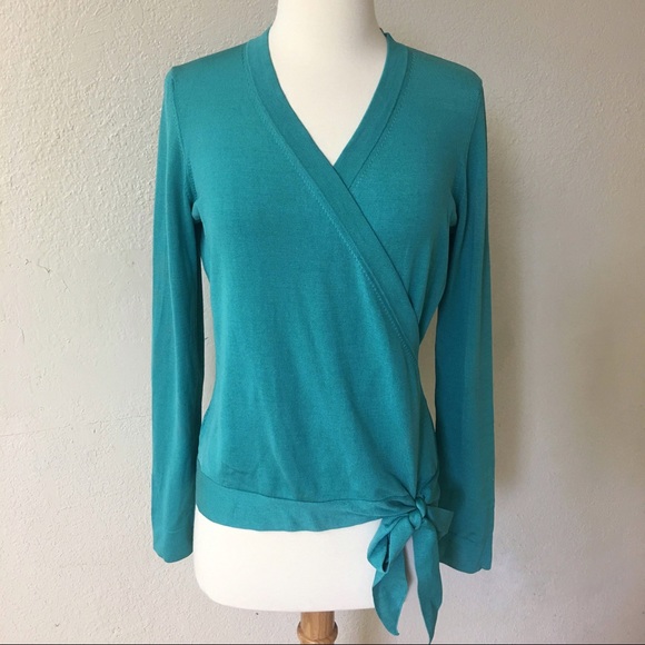 Ann Taylor Tops - SALE! Ann Taylor teal faux wrap blouse